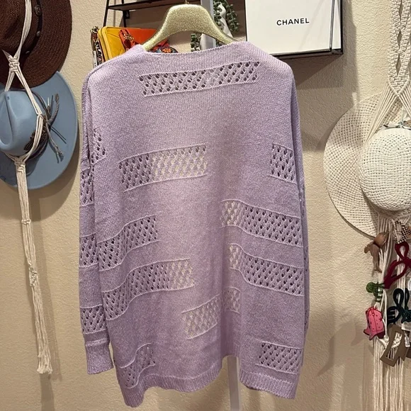 Lavender Open Knit Cardigan - Picture 4 of 5